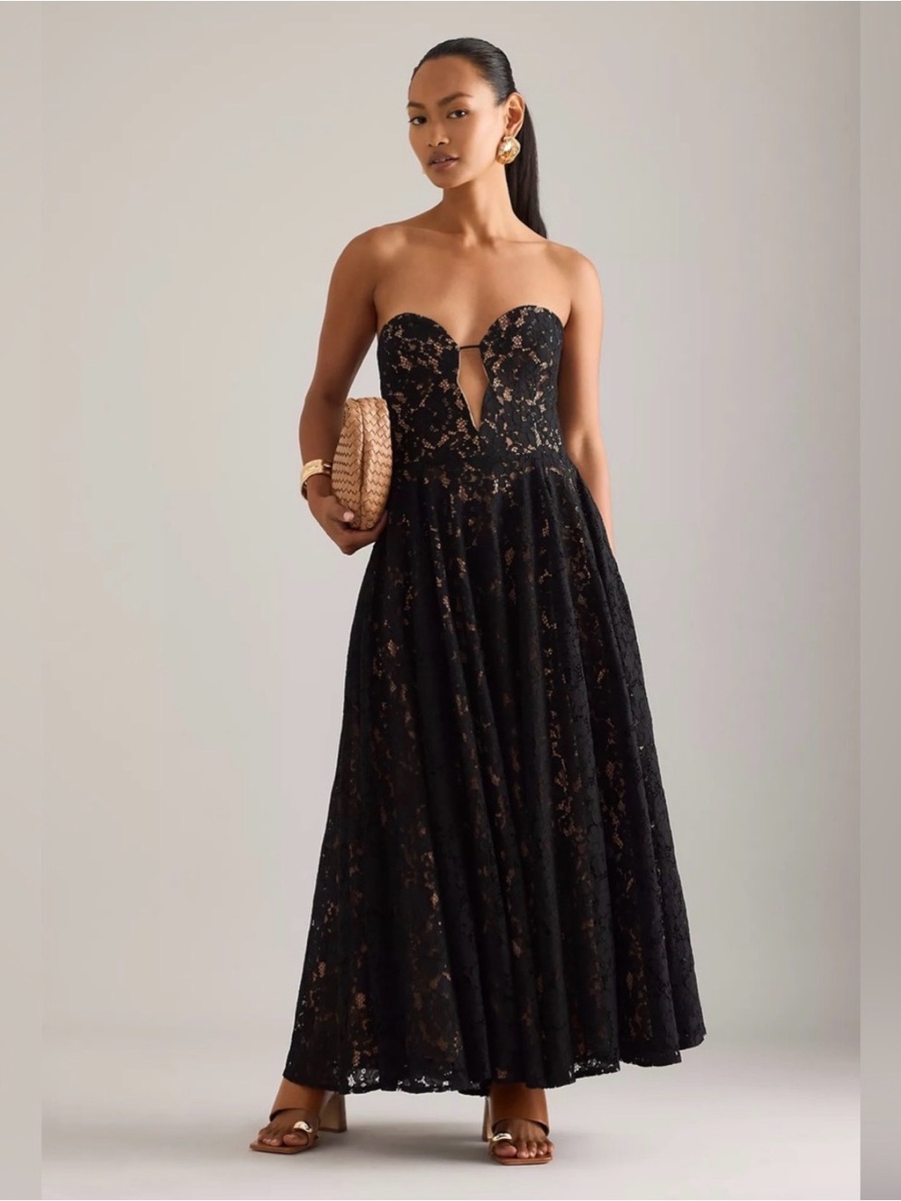 BARDOT Opal Lace Midi Dress in Black